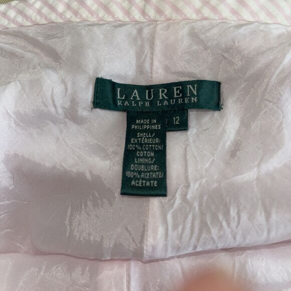 Vintage Ralph Lauren Size 12 Pink Seersucker flare flowing Skirt - Picture 4 of 11